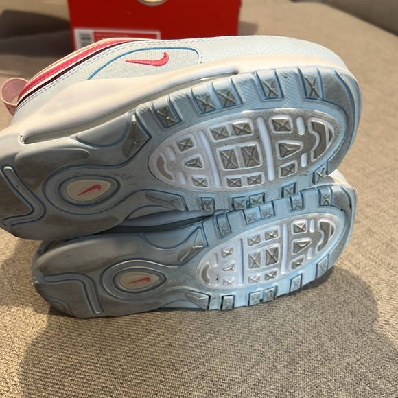 Nike air max 97 toddler size 9C. White, light blue and pink. Used. - Picture 5 of 5
